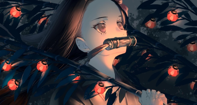 lantern, Demon Slayer, 4K, Kamado Nezuko