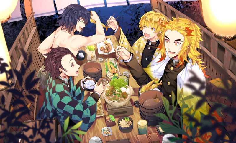Anime, Zenitsu Agatsuma, Inosuke Hashibira, Tanjirou Kamado, Demon Slayer: Kimetsu no Yaiba, 1080P, Kyojuro Rengoku