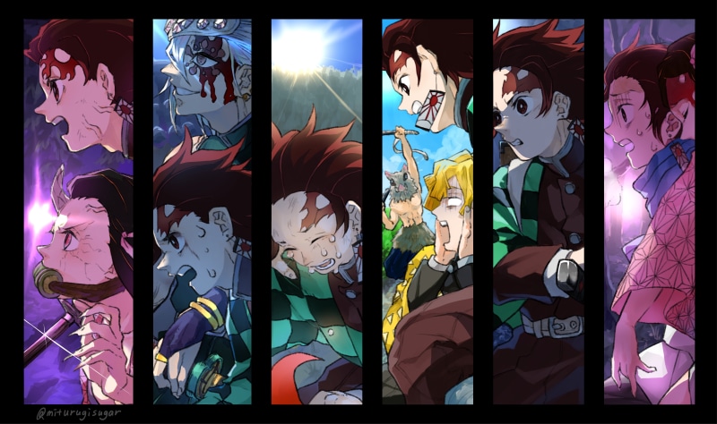 Tanjirou Kamado, Inosuke Hashibira, 8K, Nezuko Kamado, Demon Slayer: Kimetsu no Yaiba, Zenitsu Agatsuma, Anime