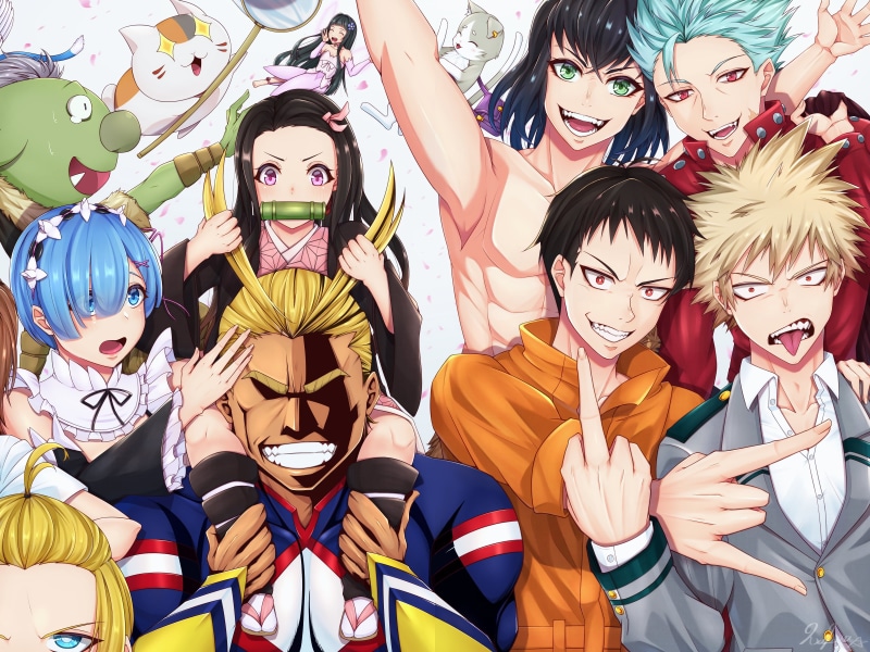 Yui(Sword Art Online), Happy (Fairy Tail), Puck (Re:Zero), Yagi Toshinori, Ban, Rem (Re-zero), Boku no Hero Academia, Kamado Nezuko, Enen no Shouboutai