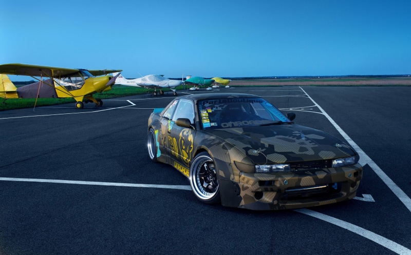 Japanese cars, land vehicle, transportation, airport, mode of transportation, planes, Norway, Japan, brown, clear sky, Nissan S13, truck, air vehicle, motor vehicle