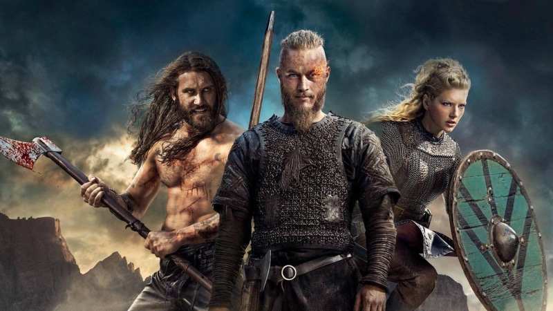 axes, Lagertha Lothbrok, long hair, Vikings, Katheryn Winnick, Vikings (TV series), blood, shirtless, 1080P, Travis Fimmel, shield, Rollo Lothbrok, Ragnar Lodbrok