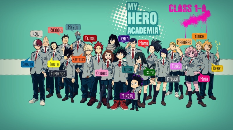 community, Tsuyu Asui, illustration, child, character, people, adult, males, Iida Tenya, Tokoyami Fumikage, Bakugō Katsuki, teenager, Kaminari Denki, Todoroki Shōto