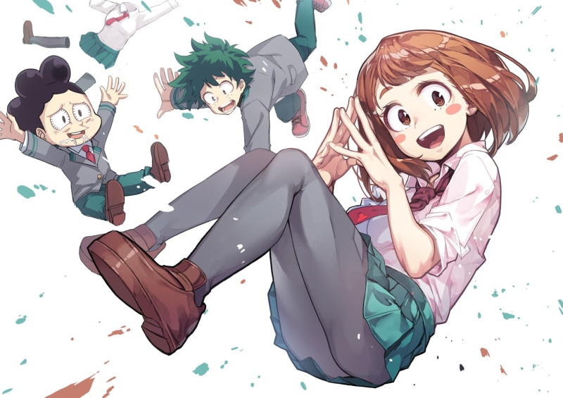 women, leisure activity, portrait, childhood, front view, emotion, sitting, Boku no Hero Academia, hairstyle, full length, smiling, Mineta Minoru, indoors