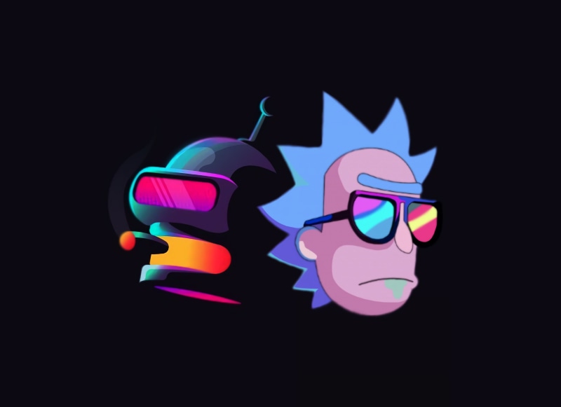 Futurama, TV Show, 2K, Rick and Morty, Bender (Futurama), Rick Sanchez, Crossover