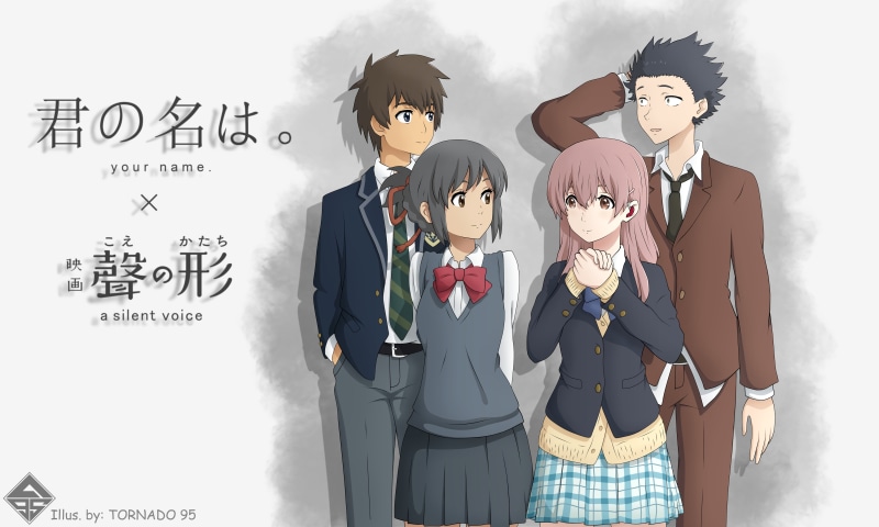 Shouya Ishida, Crossover, Mitsuha Miyamizu, A Silent Voice, Anime, Taki Tachibana, Shouko Nishimiya, Your Name., 4K