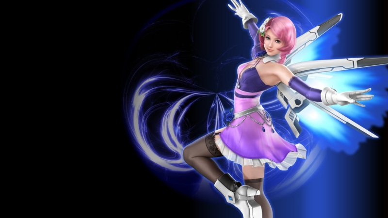 Glove, High Heels, 1080P, Purple Dress, Tekken 7, Dress, Tekken, Alisa Bosconovitch, Thigh Highs, Pink Hair, Girl, Smile, Belt