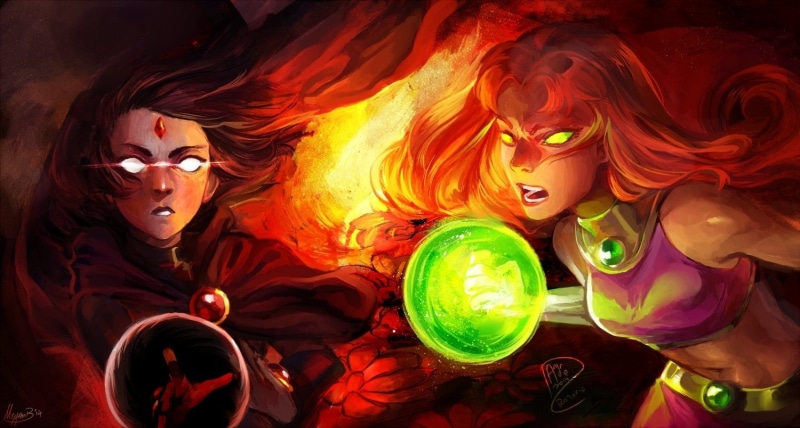 ink, representation, spooky, Raven (DC Comics), choice, paint, fear, Starfire (DC Comics), motion, White Eyes, Long Hair, Teen Titans, art and craft, no people