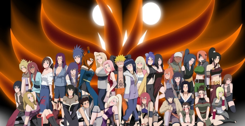 characters, ino, uzumaki, senju, shizuka, young Adult, ayame, team, group, shion, sakura, audience, tsuchigumo, tail, harem, standing, females, hotaru