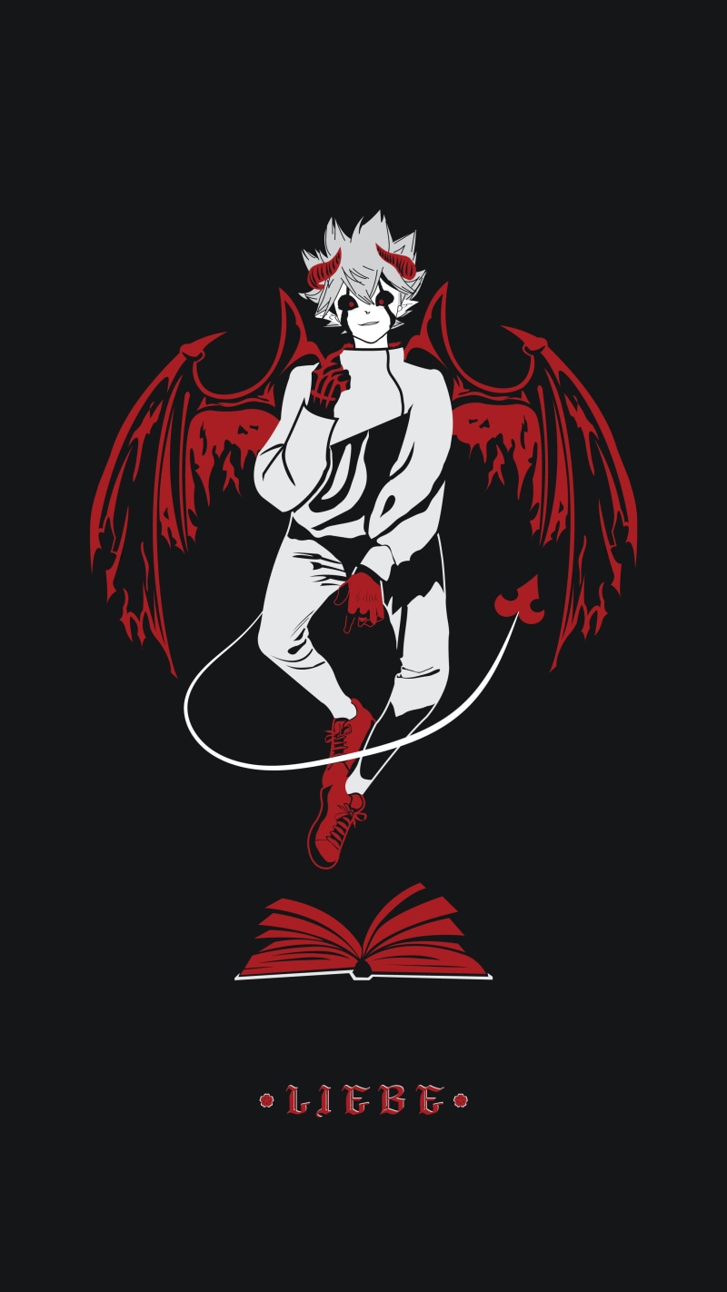 demon, red, 4K, wings, dark, Black Clover, Asta, liebe, clovers, Devil, dark background, Asta and Yami, The Red Wings