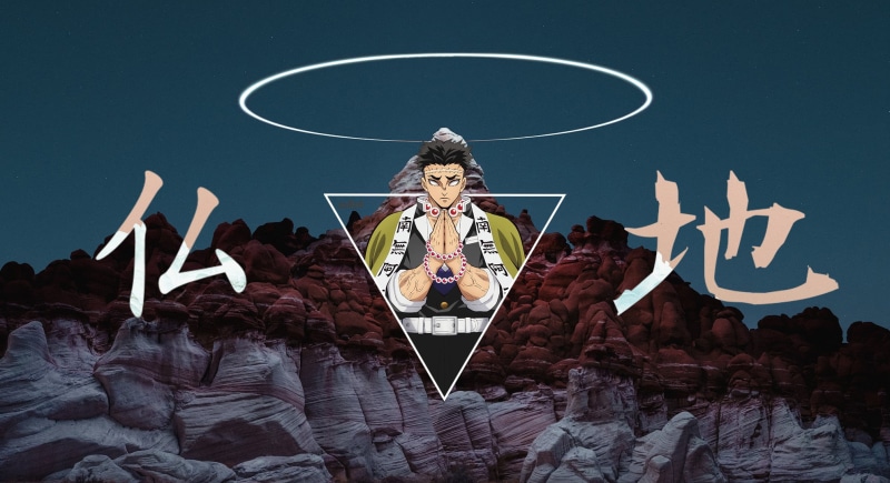Kimetsu no Yaiba, Himejima Gyomei, anime, mountains, 1080P, white eye