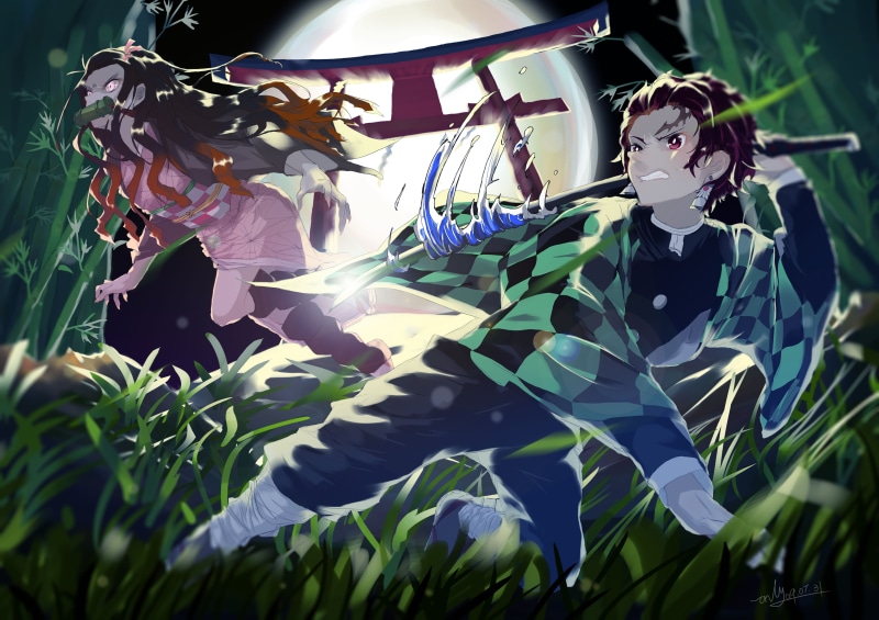5K, Tanjirou Kamado, Anime, Demon Slayer: Kimetsu no Yaiba, Nezuko Kamado