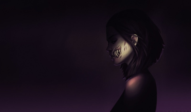 fantasy art, dark, Mileena (Mortal Kombat), face, 1080P, fantasy girl, demon