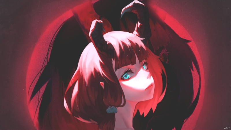 1080P, demon horns, anime girls, fantasy girl, horns, anime, redhead