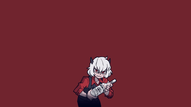 horns, Helltaker, demon girls, 1080P, white hair, simple background, anime girls, tail, alcohol, red eyes, anime, demon girl