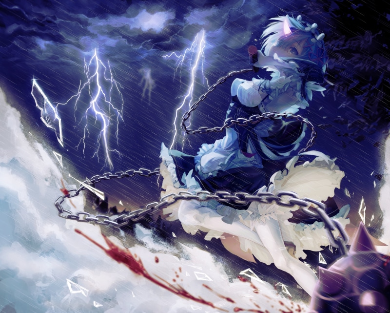 bangs, mace, elbow gloves, ribbon, anime girls, nautical vessel, poster, blue eyes, nature, gloves, rem, Re:Zero Kara Hajimeru Isekai Seikatsu, anime, no people