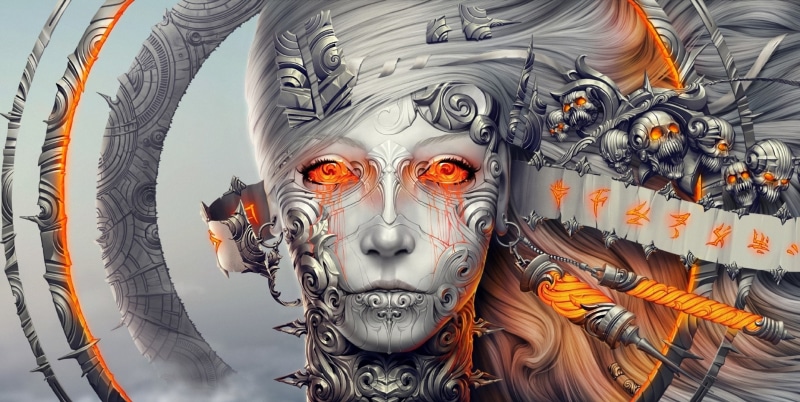 Fantasy, Psychedelic, Robot, Demon, Abstract, Girl, 3D, Digital Art, Trippy, CGI, Dark, Cyborg, Women, 1080P, Woman