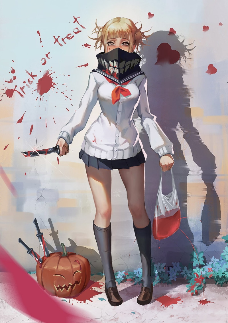 playing, indoors, females, innocence, offspring, pre-adolescent child, portrait, front view, anime girls, Halloween, women, basketball - sport, 720P, Himiko Toga