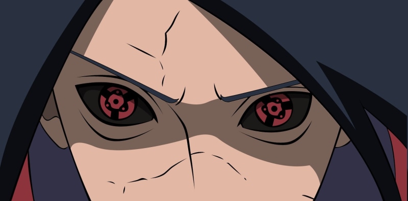 low angle view, travel, hand, information, Naruto Shippuuden, 720P, Eternal Mangekyou Sharingan, human hand, outdoors, sky, clear sky, nature, western script