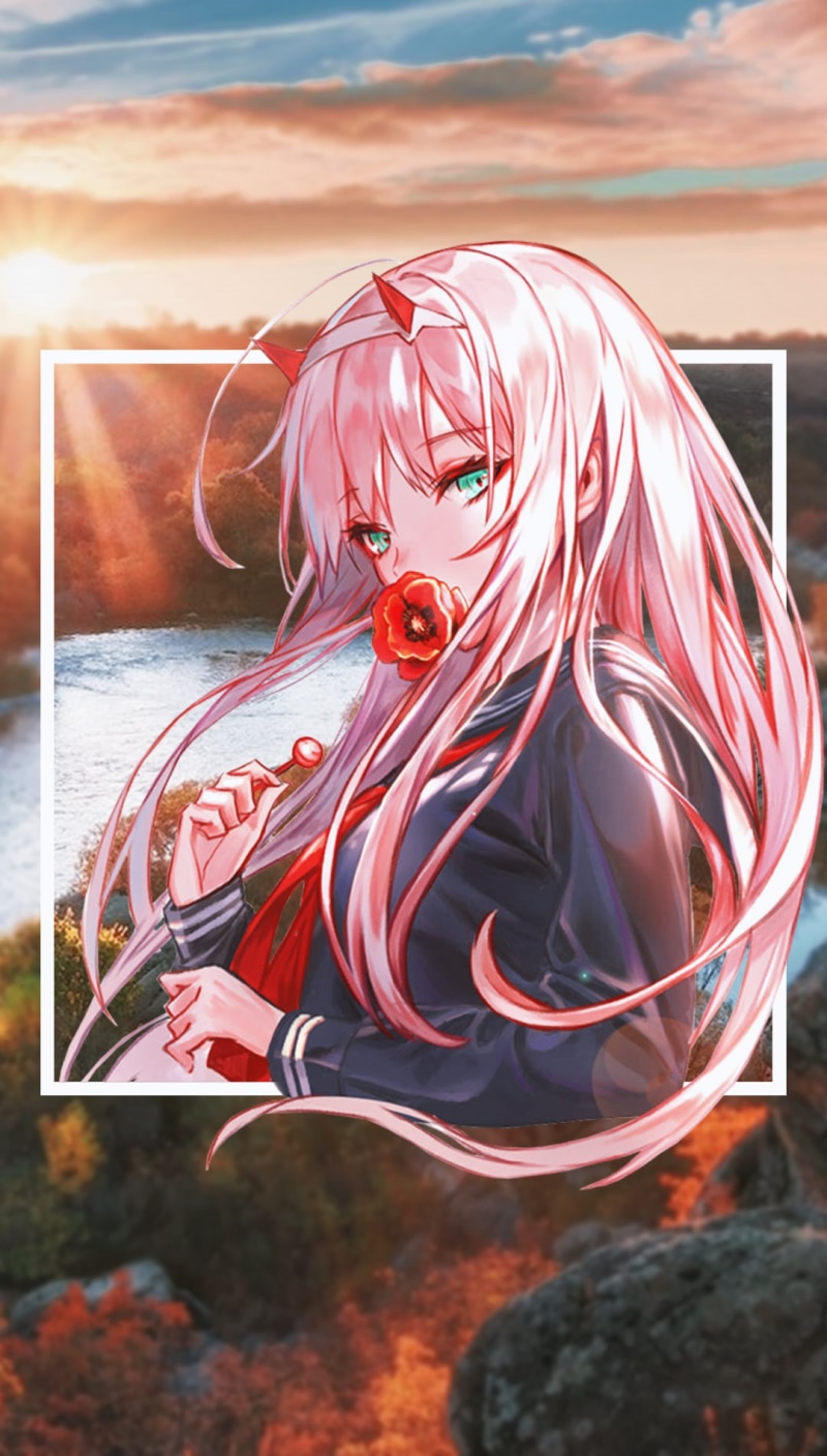anime girls, motion, anime, red, close-up, cloud - sky, sea, sunset, outdoors, no people, land, Darling in the FranXX, beauty in nature, sky, emotion, water