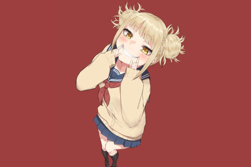1080P, hair, looking at camera, one person, studio shot, emotion, females, Himiko Toga, beautiful woman, casual clothing, blond hair, Anime, indoors, adult