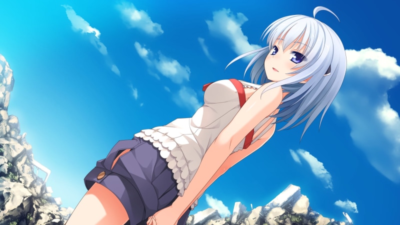 sunny, sculpture, no people, striped, 1080P, Tobiichi Origami, anime girls, day, inflatable, representation, wind, blue, nature, holding, shorts, sky