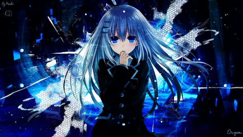 picture-in-picture, anime, blue eyes, Tobiichi Origami, 1080P, Spirit, visual novel, graphic novels, anime girls