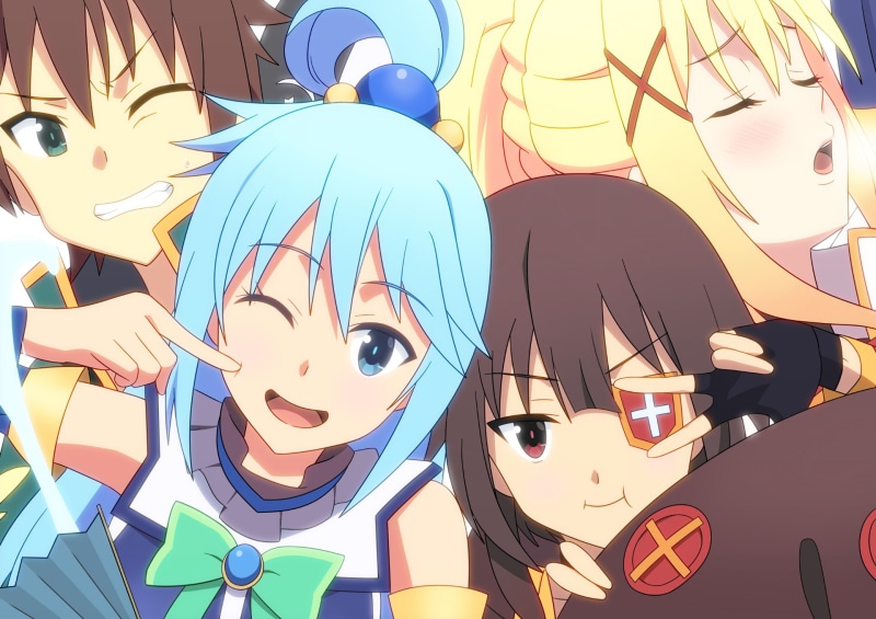 Kono Subarashii Sekai ni Shukufuku wo!, Darkness (KonoSuba), Megumin, Satō Kazuma (Kono Subarashii Sekai ni Shukufuku wo!), anime, Aqua (KonoSuba), 1080P