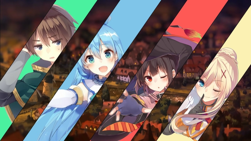 Aqua (KonoSuba), Darkness (KonoSuba), Satō Kazuma (Kono Subarashii Sekai ni Shukufuku wo!), picture-in-picture, Megumin, Kono Subarashii Sekai ni Shukufuku wo!