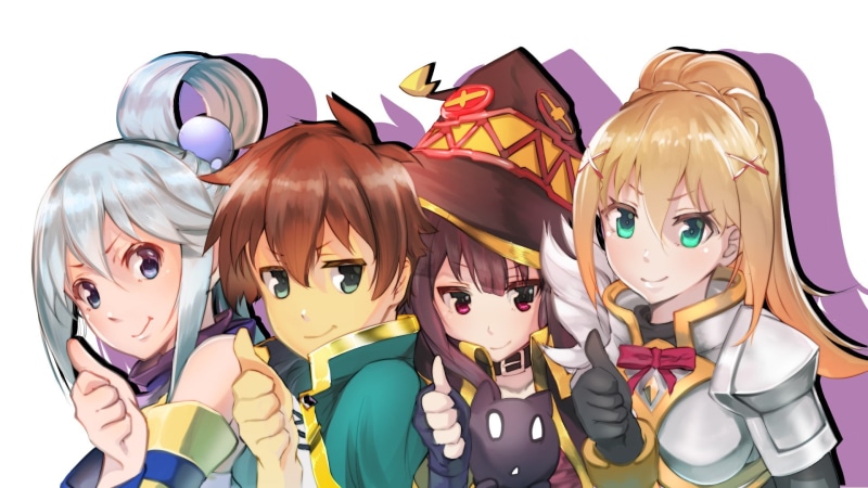 Aqua (KonoSuba), 1080P, Megumin, Kono Subarashii Sekai ni Shukufuku wo!, Darkness (KonoSuba), Satō Kazuma (Kono Subarashii Sekai ni Shukufuku wo!)