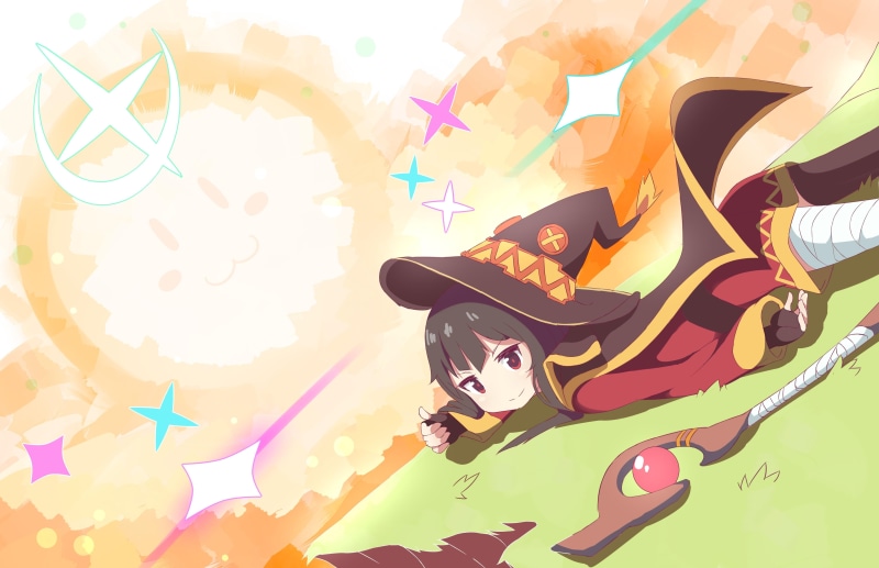 creativity, outdoors, enjoyment, Kono Subarashii Sekai ni Shukufuku wo!, 4K, nature, hat, anime girls, art and craft, costume, musical instrument, representation