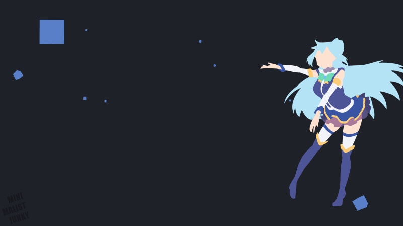 Aqua (KonoSuba), minimalism, Kono Subarashii Sekai ni Shukufuku wo!, 4K, anime girls, simple background