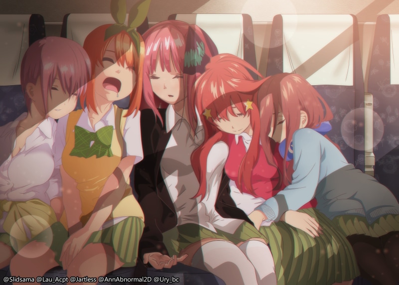 2D, Nakano Ichika, Nakano Nino, anime girls, Nakano Yotsuba, 2K, anime, digital art, artwork, Nakano Miku, Nakano Itsuki, 5-toubun no Hanayome