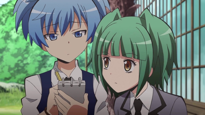 headshot, representation, front view, people, men, Anime, childhood, Kaede Kayano, green color, portrait, clothing, males, Assassination Classroom, outdoors