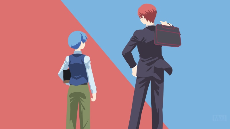 Vector, Minimalist, Karma Akabane, Anime, 4K, Assassination Classroom, Nagisa Shiota