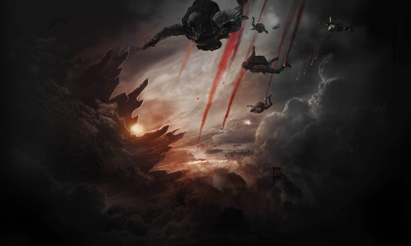 sign, Smoke, 2014, outdoors, Cloud, Action, Fly, Giant, Aaron Taylor-Johnson, environment, scenics - nature, Warner Bros. Pictures, Fantasy, dramatic sky