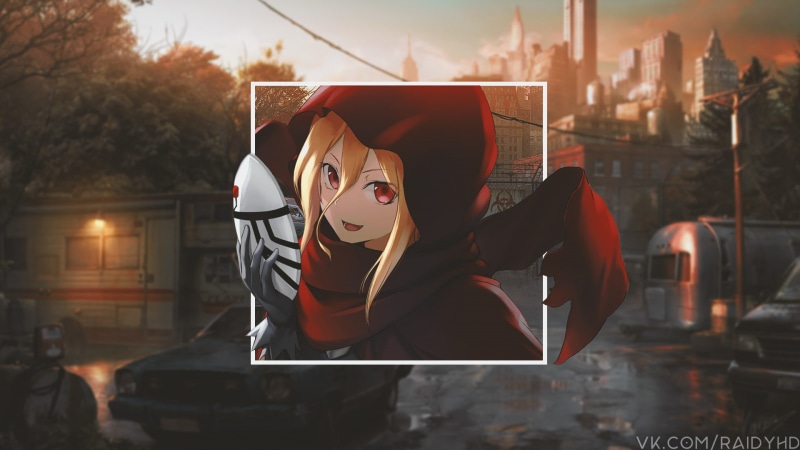 creativity, anime girls, sunset, picture-in-picture, outdoors, anime, city, architecture, one person, built structure, focus on foreground, costume, disguise