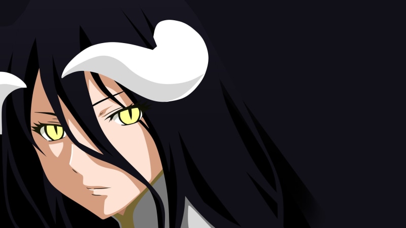 women, eyeglasses, black background, Anime, adult, Demon, Albedo (Overlord), clothing, fashion, lifestyles, looking, glasses, Vector, indoors, studio shot