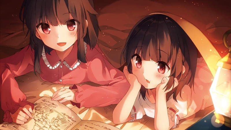 megumin, representation, anime, festival, no people, konosuba, illustration, 1080P, creativity, novel, human representation, indoors, night, celebration
