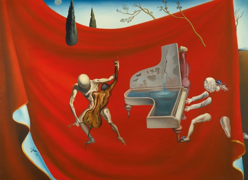 Gold Of The Seven Arts, surrealism, picture, Music, 1080P, Salvador Dali, Gold Red Chapel