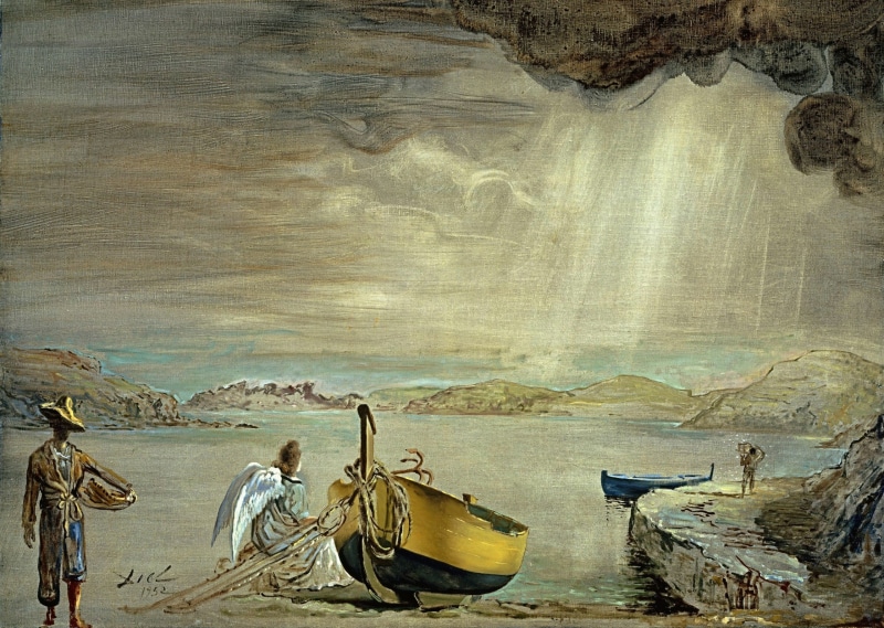surrealism, Angel Port Ligata, picture, boat, 2K, Salvador Dali