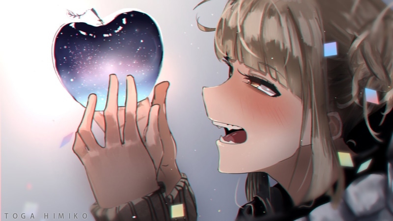 Yellow Eyes, Apple, Blonde, 1080P, Anime, Blush, Himiko Toga, Boku no Hero Academia, Fangs, My Hero Academia