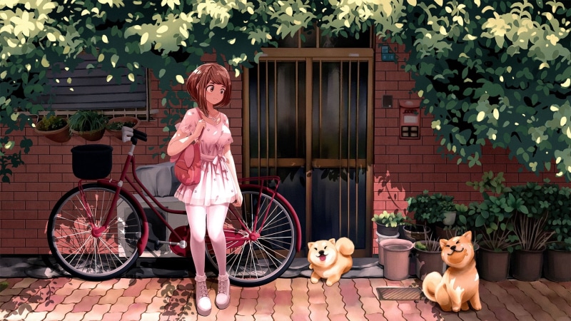 Ochako Uraraka, 1080P, Boku no hero, Boku no Hero Academia, dog, anime, Uraraka Ochako