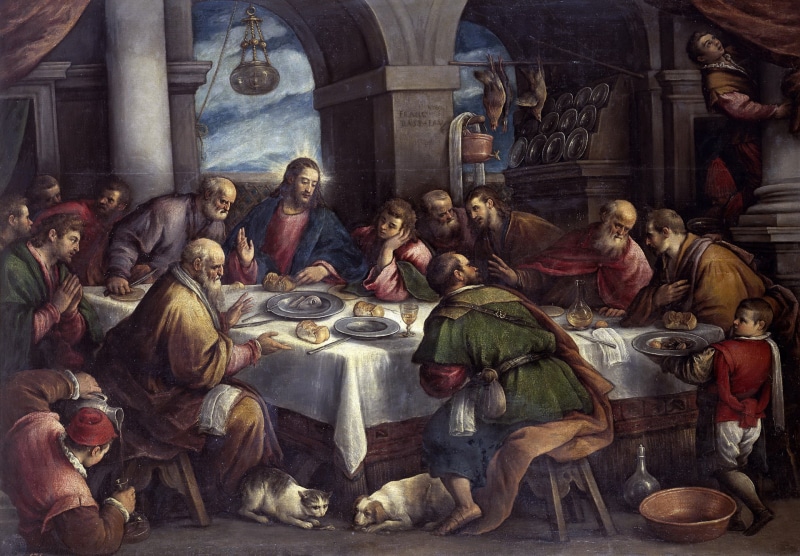 painting, mythology, The Last Supper, Francesco Bassano, genre, religion, the Bible, picture, 1080P, supper, last