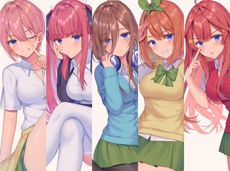 2K, Ichika Nakano, Nino Nakano, Itsuki Nakano, Miku Nakano, The Quintessential Quintuplets, Anime, Yotsuba Nakano