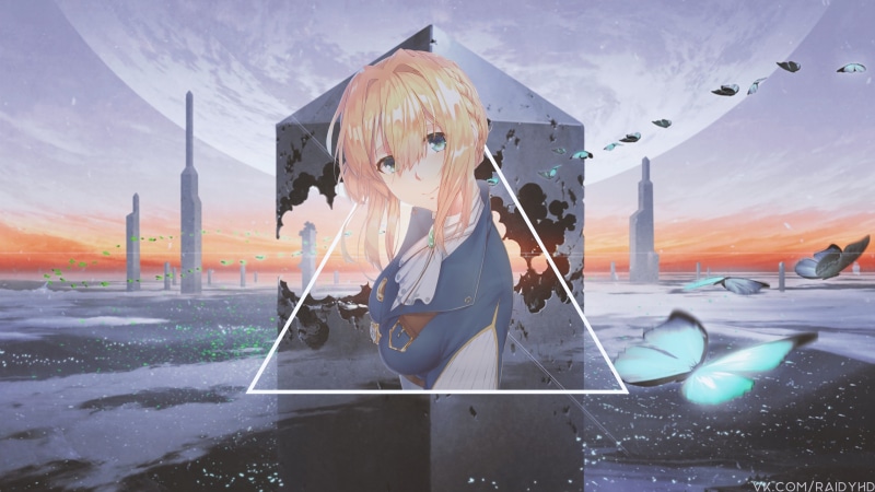 leisure activity, waist up, women, Violet Evergarden, real people, 4K, lifestyles, water, sea, anime, outdoors, front view, standing, orange color, sunset
