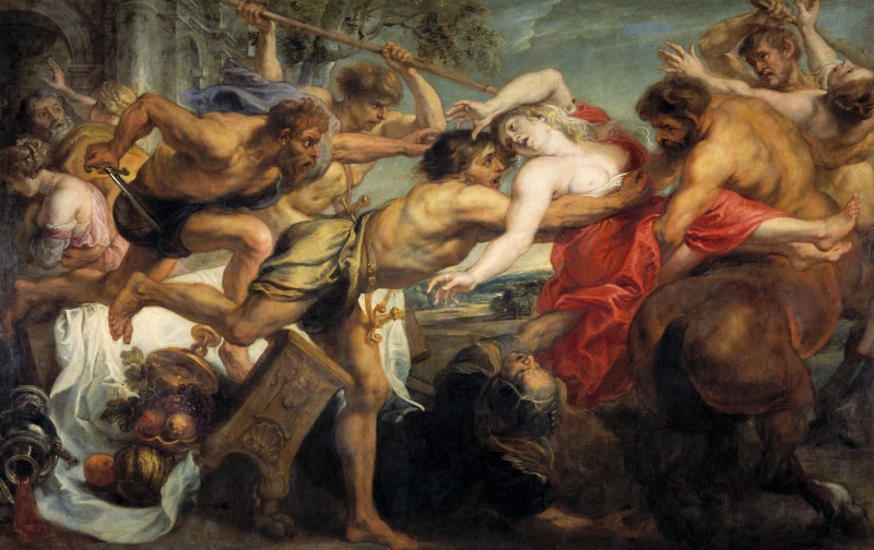 Pieter Paul Rubens, mythology, Peter Paul Rubens, 2K, Kidnapping Hippodamia, Battle of the Lapiths and Centaurs, picture