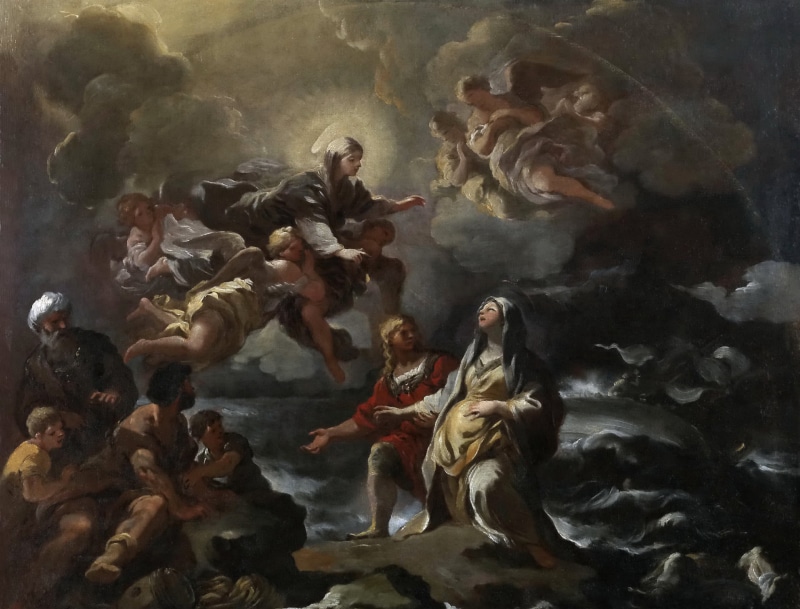 picture, mythology, 1080P, Luca Giordano, Mother of God Save Saint Brigid in a Shipwreck