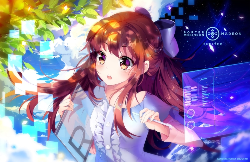 brunette, anime girls, anime, Rin (Shelter), Porter Robinson, shelter, long hair, 2K