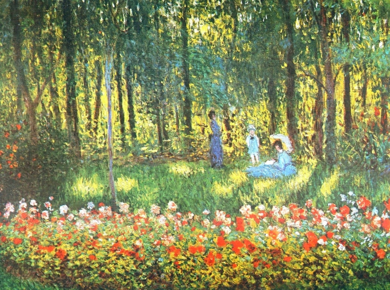 genre, The Artists family in the Garden, 1080P, Claude Monet, landscape, picture